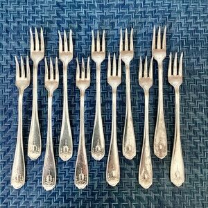 Haddon Old Adam Silverplate Cocktail Forks x11